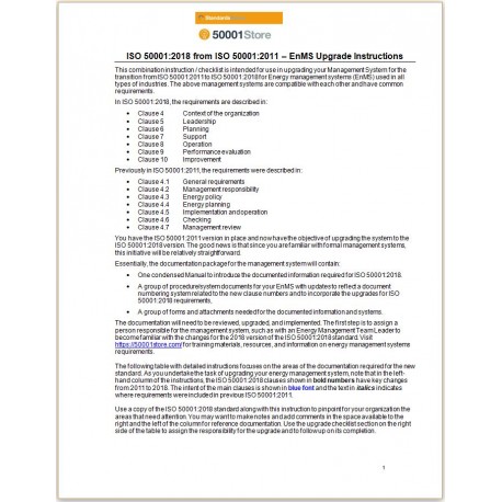 50001:2011 to 2018 Transition EnMS (2011>>2018)
